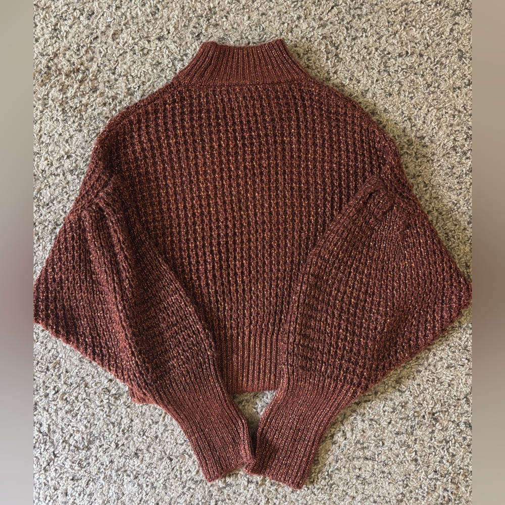 Express Burnt Orange Sweater with Interwoven Glitter